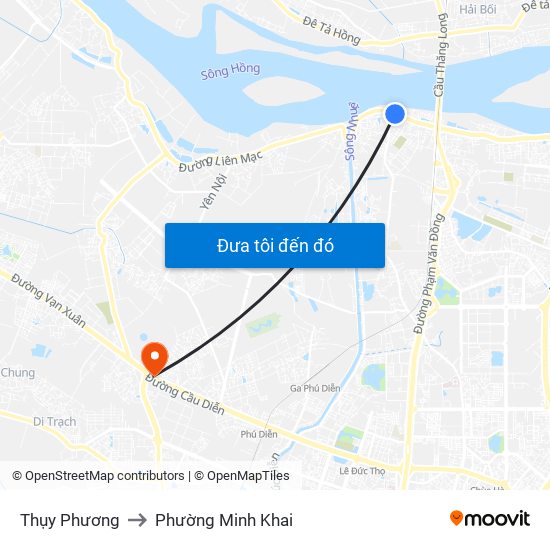 Thụy Phương to Phường Minh Khai map