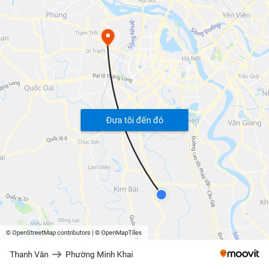 Thanh Văn to Phường Minh Khai map