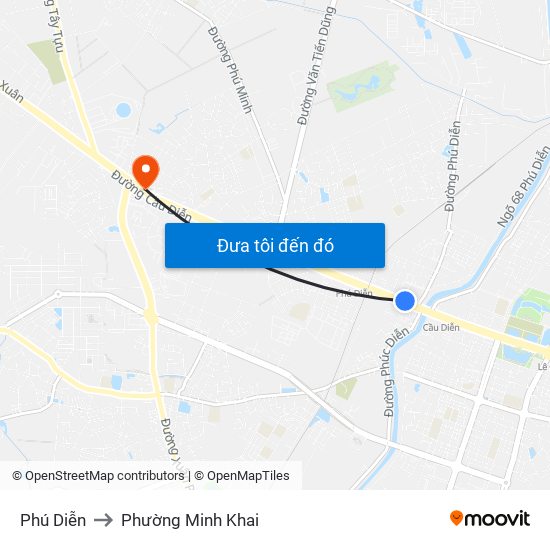 Phú Diễn to Phường Minh Khai map