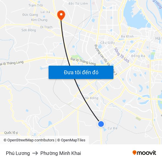 Phú Lương to Phường Minh Khai map