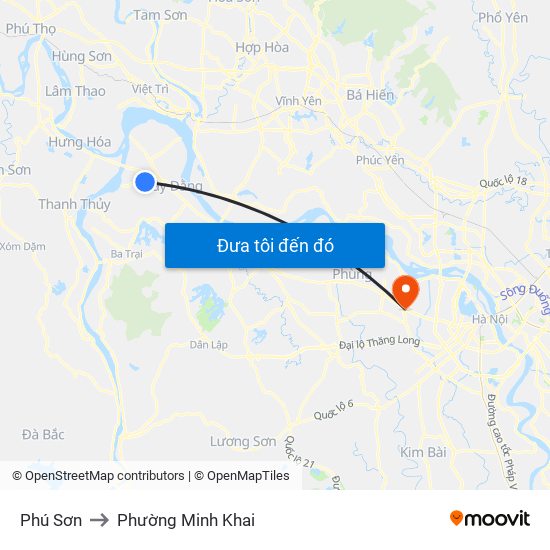 Phú Sơn to Phường Minh Khai map