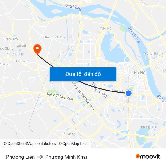 Phương Liên to Phường Minh Khai map