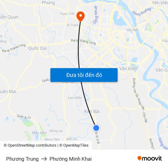 Phương Trung to Phường Minh Khai map