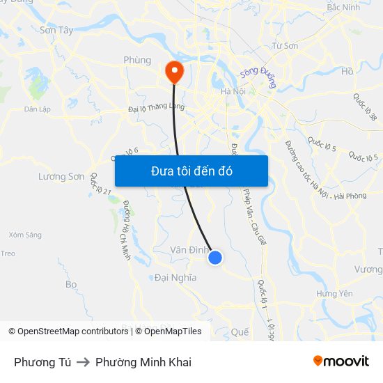 Phương Tú to Phường Minh Khai map