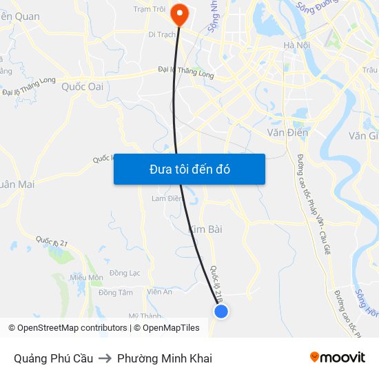 Quảng Phú Cầu to Phường Minh Khai map