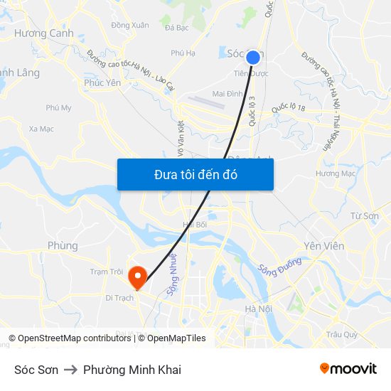 Sóc Sơn to Phường Minh Khai map