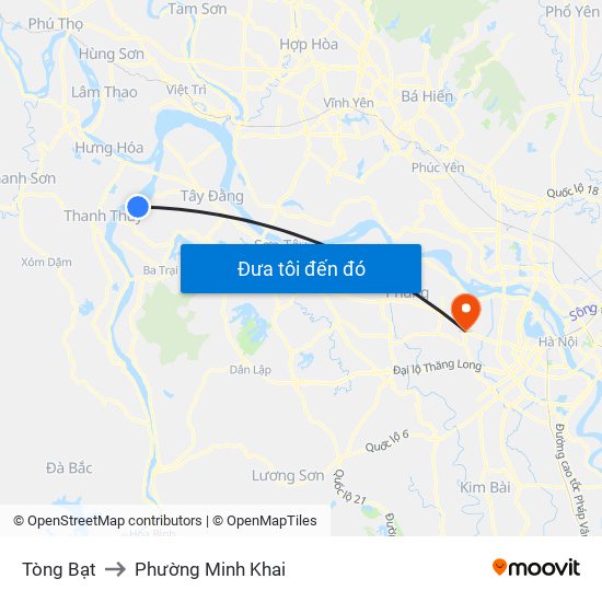 Tòng Bạt to Phường Minh Khai map
