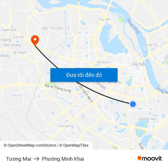 Tương Mai to Phường Minh Khai map