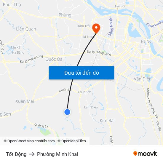 Tốt Động to Phường Minh Khai map