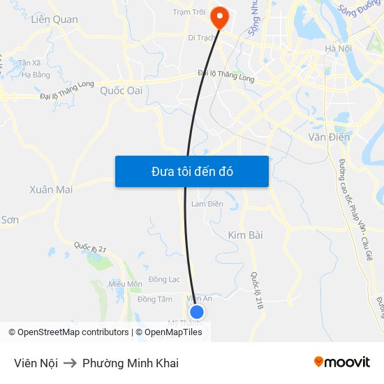 Viên Nội to Phường Minh Khai map