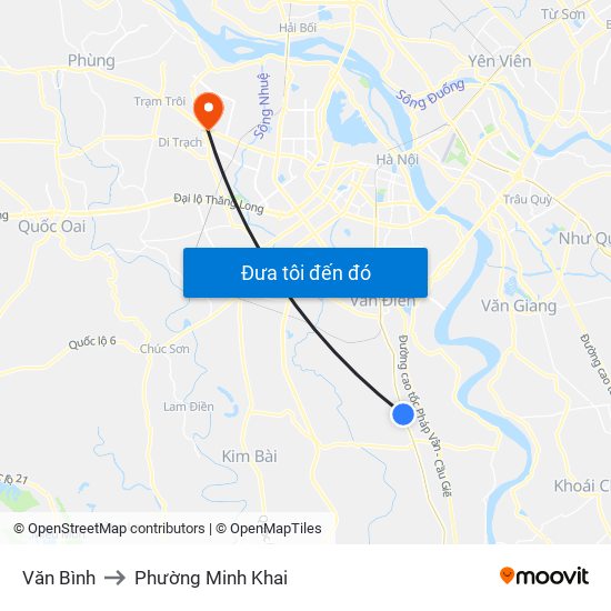 Văn Bình to Phường Minh Khai map