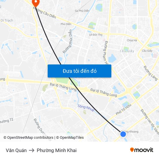 Văn Quán to Phường Minh Khai map