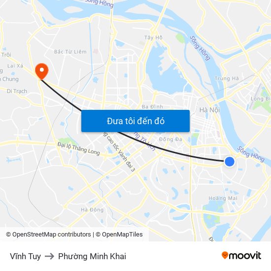 Vĩnh Tuy to Phường Minh Khai map