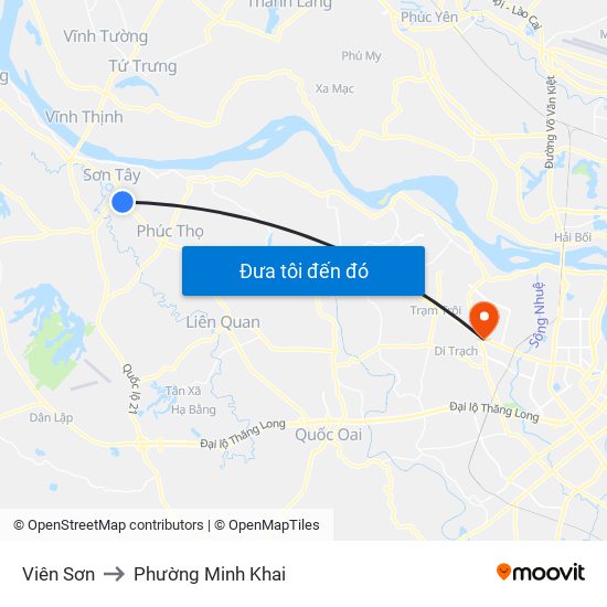 Viên Sơn to Phường Minh Khai map