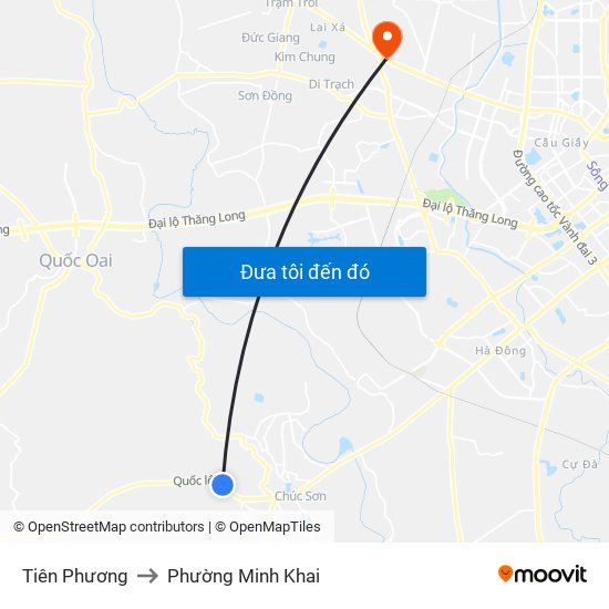 Tiên Phương to Phường Minh Khai map