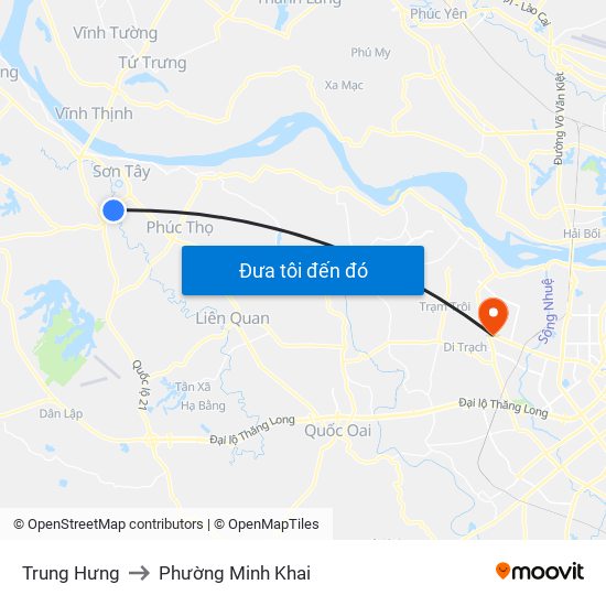 Trung Hưng to Phường Minh Khai map