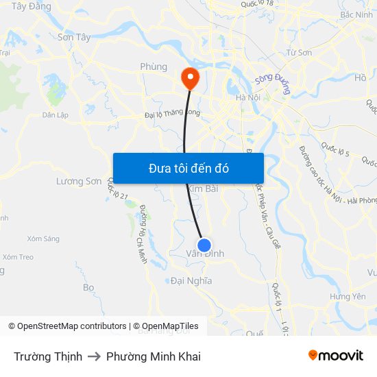 Trường Thịnh to Phường Minh Khai map