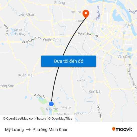 Mỹ Lương to Phường Minh Khai map
