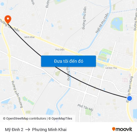 Mỹ Đình 2 to Phường Minh Khai map