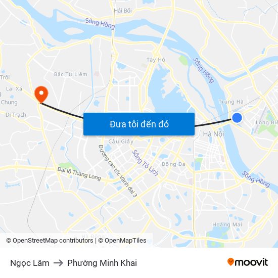 Ngọc Lâm to Phường Minh Khai map