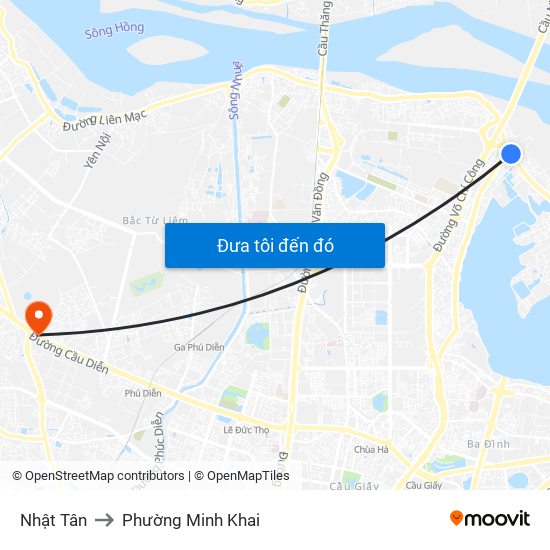 Nhật Tân to Phường Minh Khai map