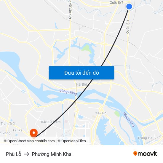 Phù Lỗ to Phường Minh Khai map