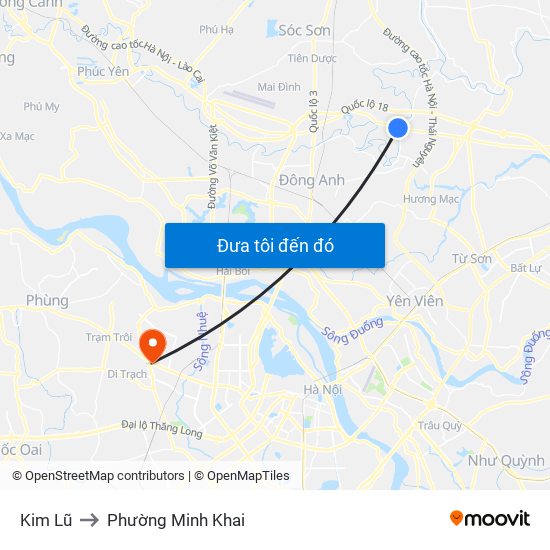 Kim Lũ to Phường Minh Khai map