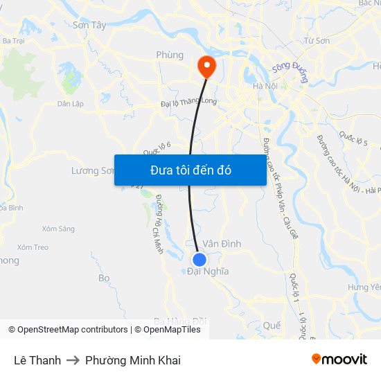 Lê Thanh to Phường Minh Khai map
