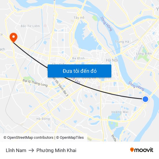 Lĩnh Nam to Phường Minh Khai map