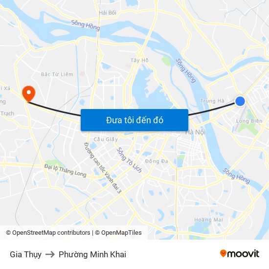Gia Thụy to Phường Minh Khai map