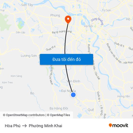 Hòa Phú to Phường Minh Khai map