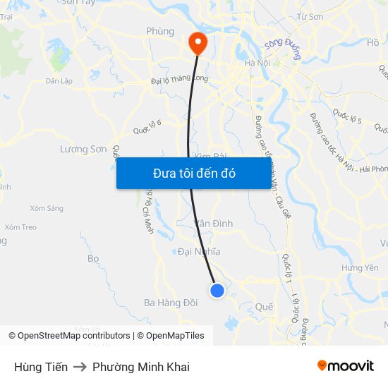 Hùng Tiến to Phường Minh Khai map