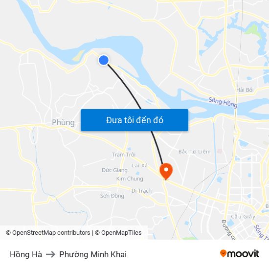 Hồng Hà to Phường Minh Khai map