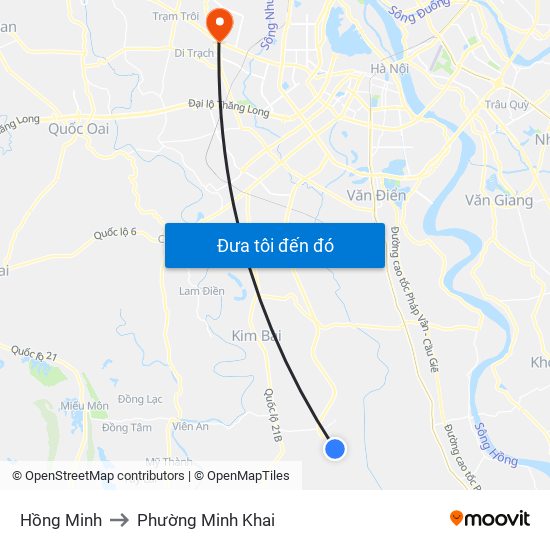 Hồng Minh to Phường Minh Khai map