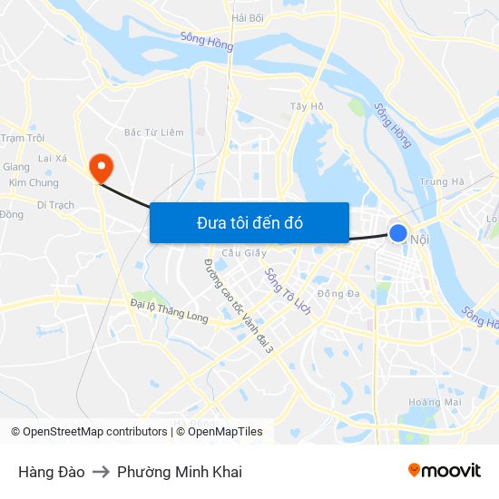 Hàng Đào to Phường Minh Khai map