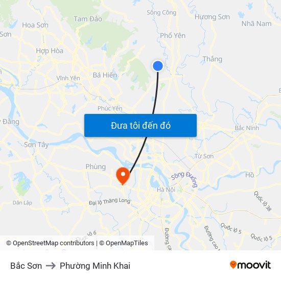 Bắc Sơn to Phường Minh Khai map