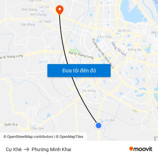 Cự Khê to Phường Minh Khai map