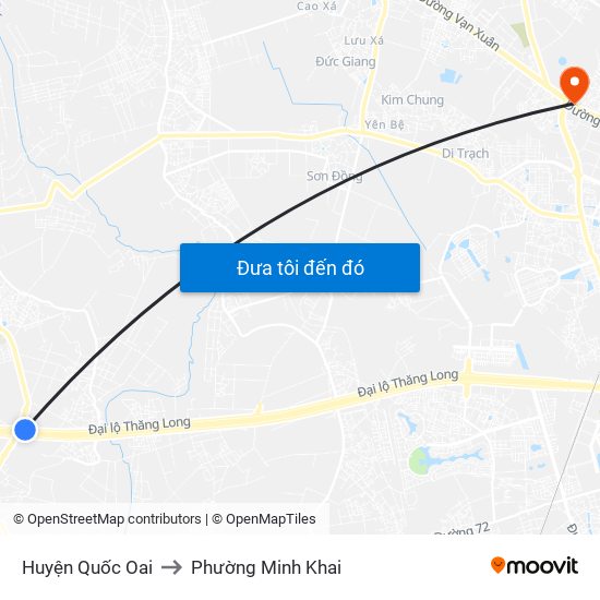 Huyện Quốc Oai to Phường Minh Khai map