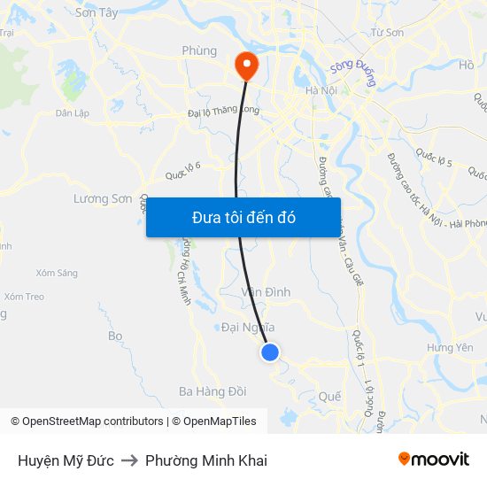 Huyện Mỹ Đức to Phường Minh Khai map