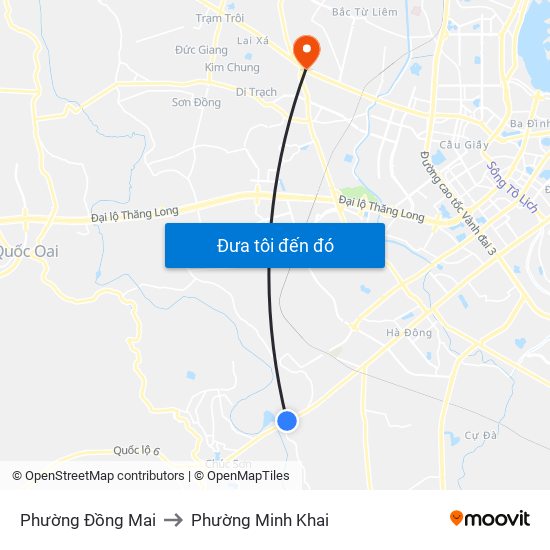 Phường Đồng Mai to Phường Minh Khai map