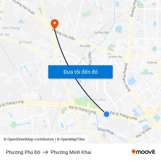 Phường Phú Đô to Phường Minh Khai map