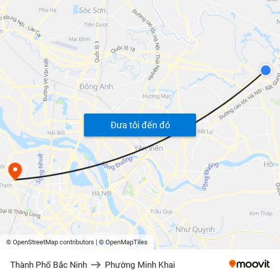 Thành Phố Bắc Ninh to Phường Minh Khai map