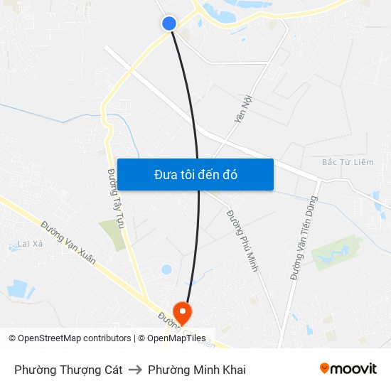 Phường Thượng Cát to Phường Minh Khai map
