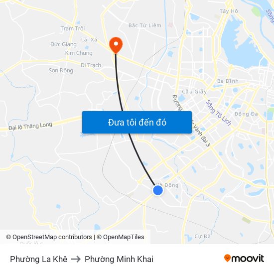 Phường La Khê to Phường Minh Khai map