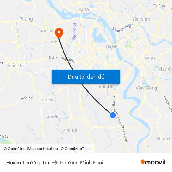 Huyện Thường Tín to Phường Minh Khai map