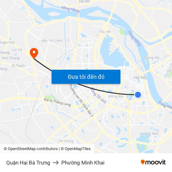 Quận Hai Bà Trưng to Phường Minh Khai map