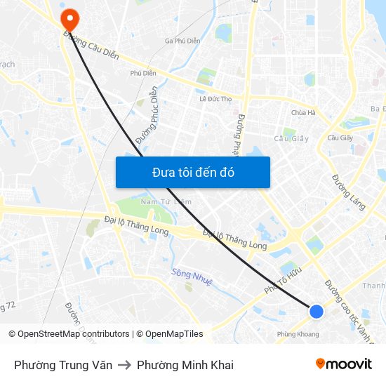 Phường Trung Văn to Phường Minh Khai map