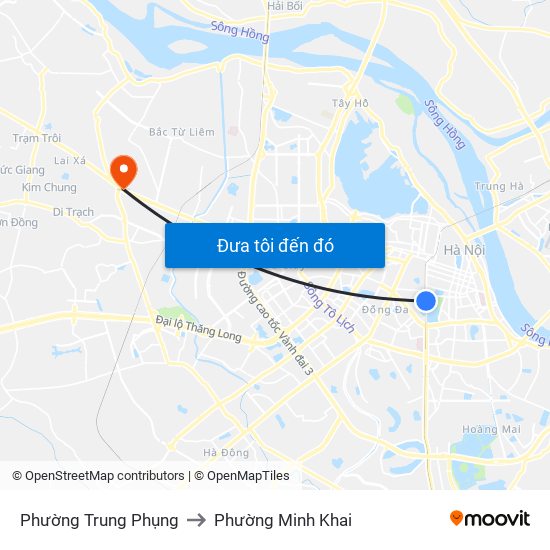 Phường Trung Phụng to Phường Minh Khai map