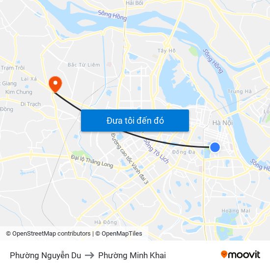 Phường Nguyễn Du to Phường Minh Khai map