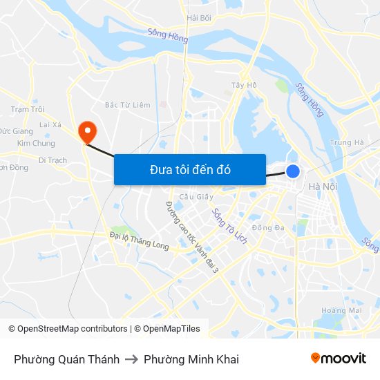 Phường Quán Thánh to Phường Minh Khai map